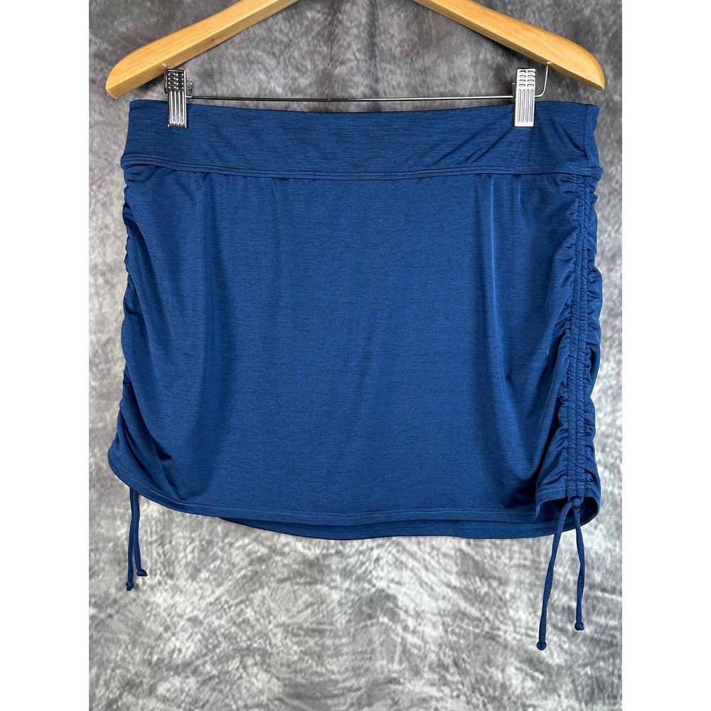 Athleta Swim Skirt Womens Large Blue Ruched Side Swimsuit Bottoms / Cover Up